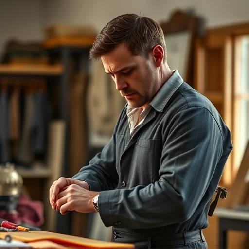 Imagem ilustrativa de um alfaiate trabalhando em uma roupa